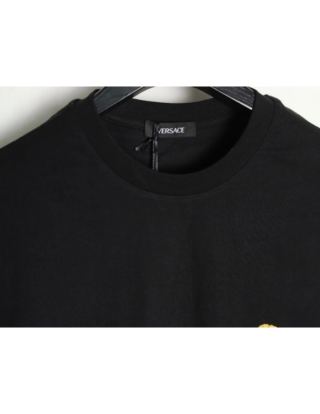 Versace Gold Logo Embroidered Short Sleeve T-Shirt tsk1,Versace