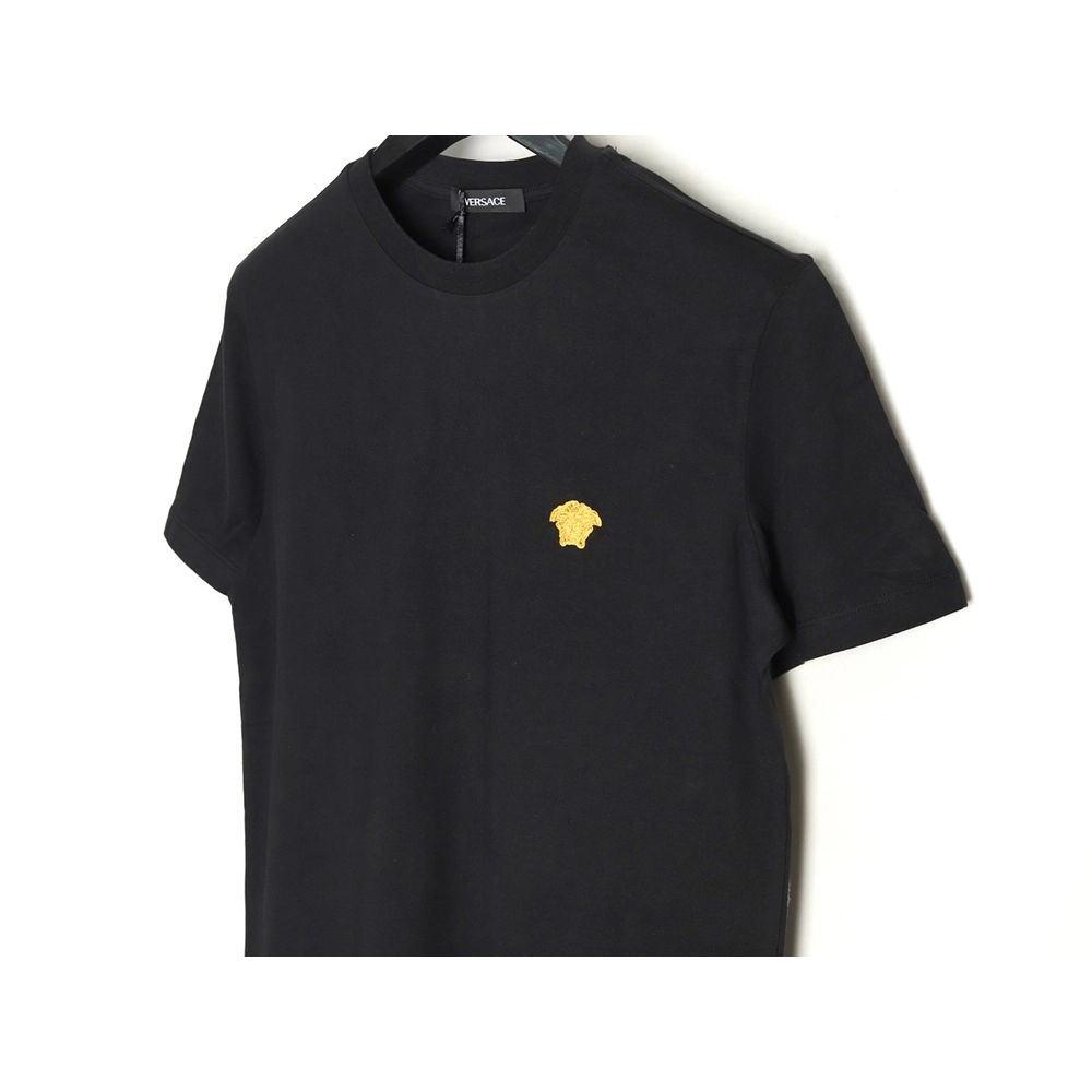 Versace Gold Logo Embroidered Short Sleeve T-Shirt tsk1,Versace