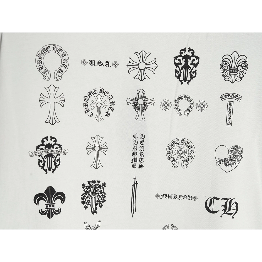 Chrome Hearts Multi-element Pocket Sanskrit Letters Short Sleeve T-shirt,Chrome Hearts