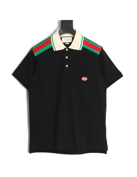 Gucci Shoulder Red Green Web Polo Short Sleeve,Gucci