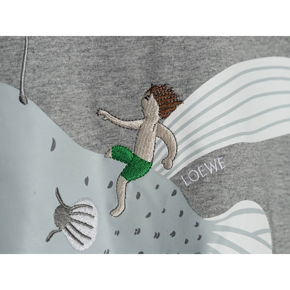 Loewe whale print embroidered short sleeve,Loewe