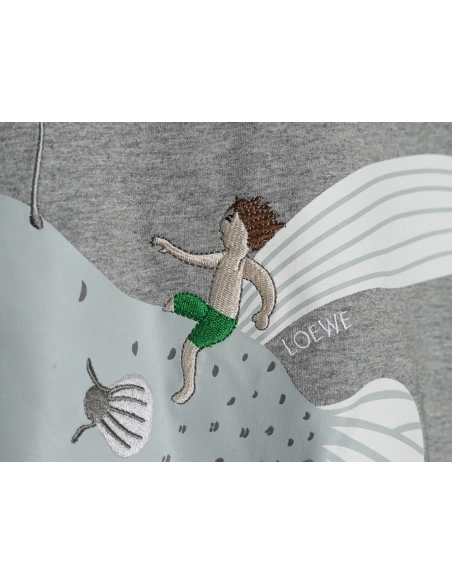 Loewe whale print embroidered short sleeve,Loewe