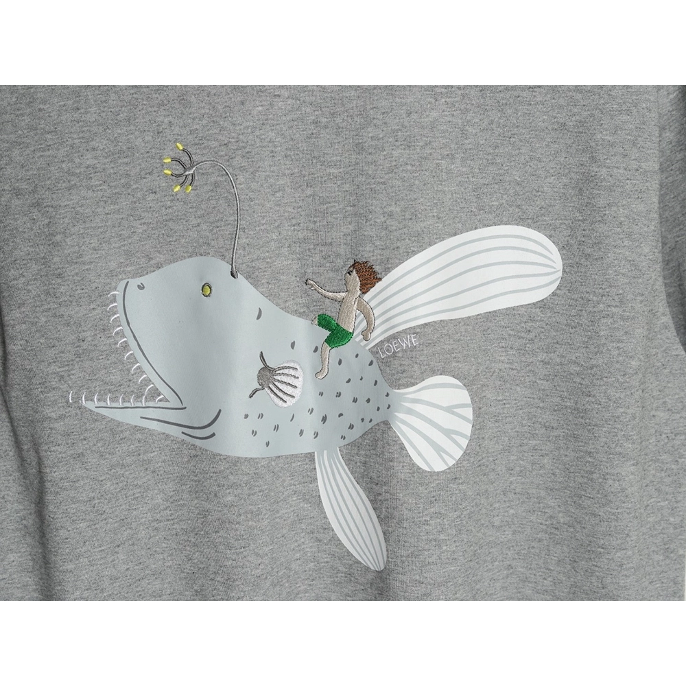 Loewe whale print embroidered short sleeve,Loewe