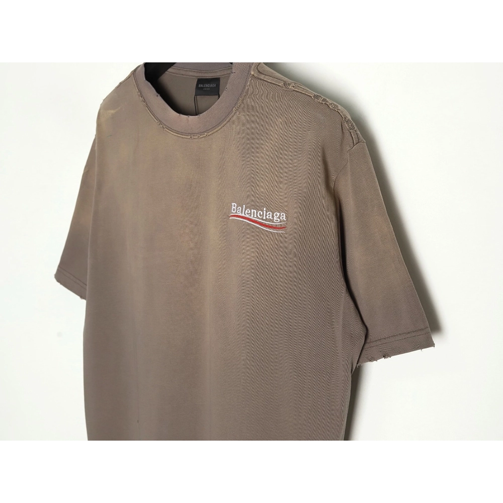 Balenciaga Washed Coke Embroidery Stir-fried Color Ripped Short Sleeve T-Shirt,Balenciaga