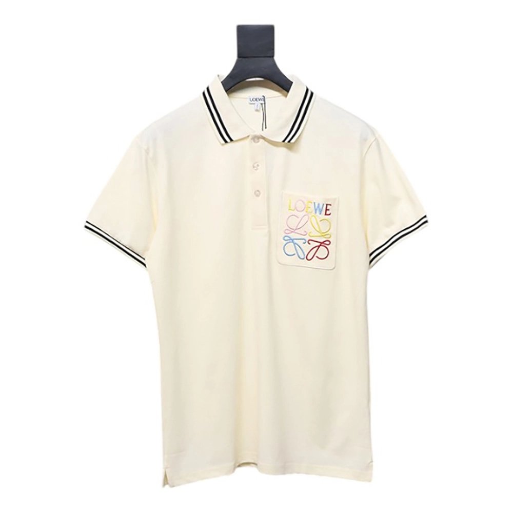 Loewe Pocket Colorful Embroidery Polo Short Sleeve,Loewe T Shirt,Tshirt,APPAREL