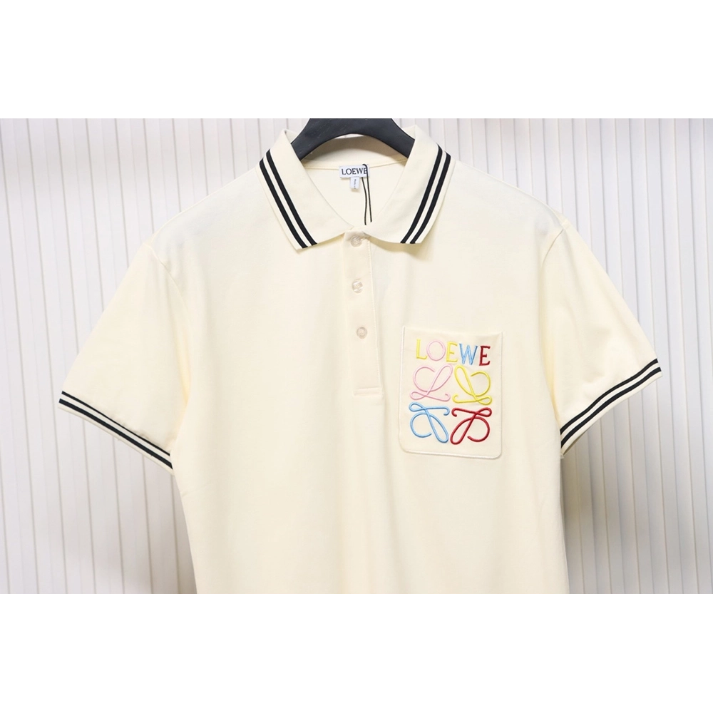 Loewe Pocket Colorful Embroidery Polo Short Sleeve,Loewe T Shirt,Tshirt,APPAREL