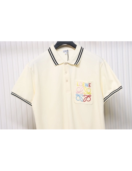 Loewe Pocket Colorful Embroidery Polo Short Sleeve,Loewe T Shirt,Tshirt,APPAREL
