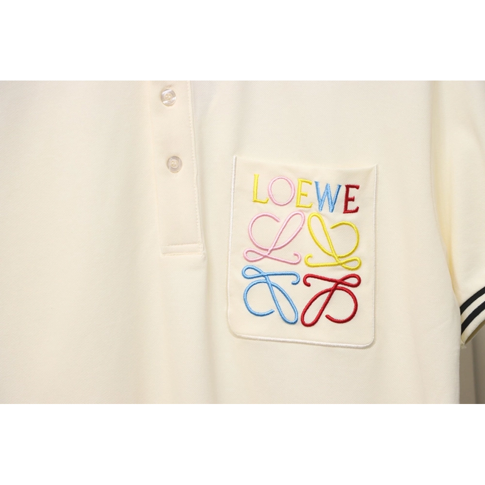Loewe Pocket Colorful Embroidery Polo Short Sleeve,Loewe T Shirt,Tshirt,APPAREL