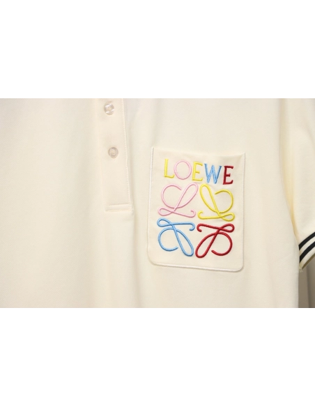 Loewe Pocket Colorful Embroidery Polo Short Sleeve,Loewe T Shirt,Tshirt,APPAREL