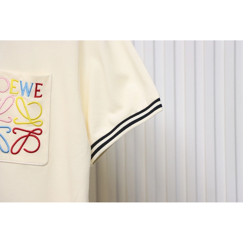 Loewe Pocket Colorful Embroidery Polo Short Sleeve,Loewe T Shirt,Tshirt,APPAREL