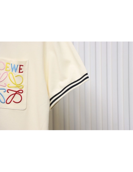 Loewe Pocket Colorful Embroidery Polo Short Sleeve,Loewe T Shirt,Tshirt,APPAREL