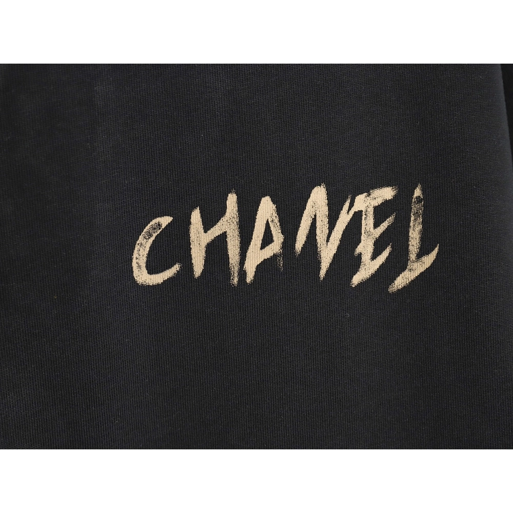 Chanel Handpainted Flower Print Short Sleeve Tshirt,Chanel T Shirt,Tshirt,APPAREL