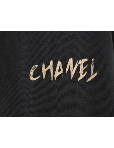 Chanel Handpainted Flower Print Short Sleeve Tshirt,Chanel T Shirt,Tshirt,APPAREL