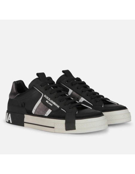 Dolce Gabbana Mens Black Custom 2.Zero Sneakers