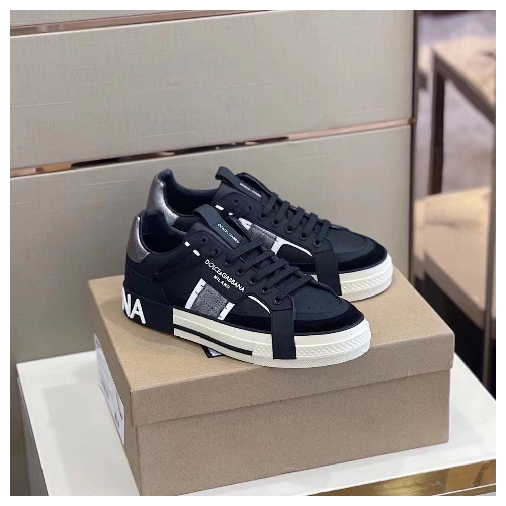 Dolce Gabbana Mens Black Custom 2.Zero Sneakers