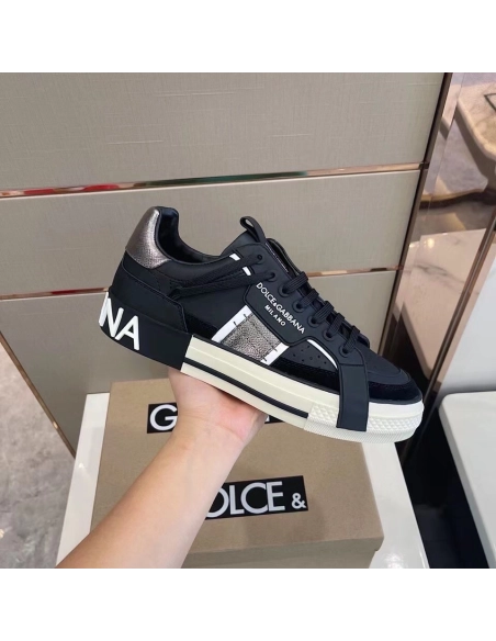 Dolce Gabbana Mens Black Custom 2.Zero Sneakers