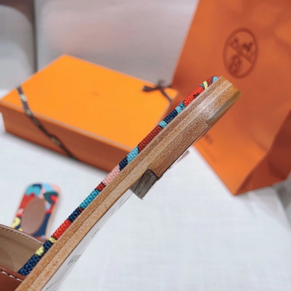Hermes flat slides summer shoes_10