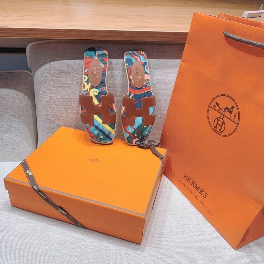 Hermes flat slides summer shoes_10