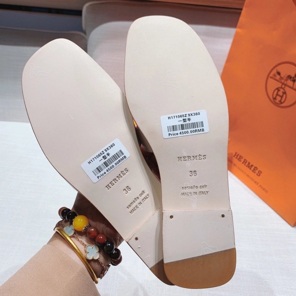 Hermes flat slides summer shoes_13