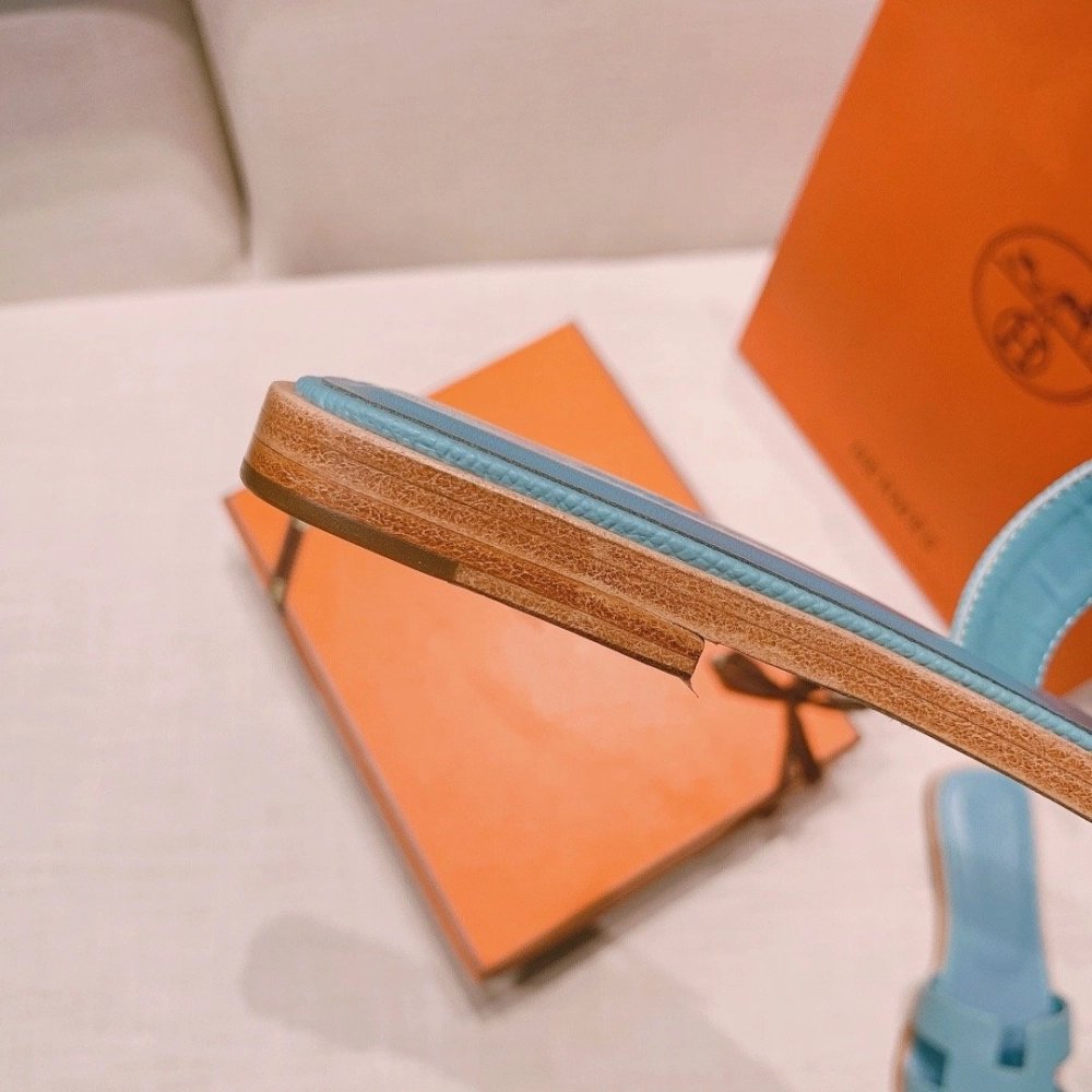 Hermes flat slides summer shoes_16