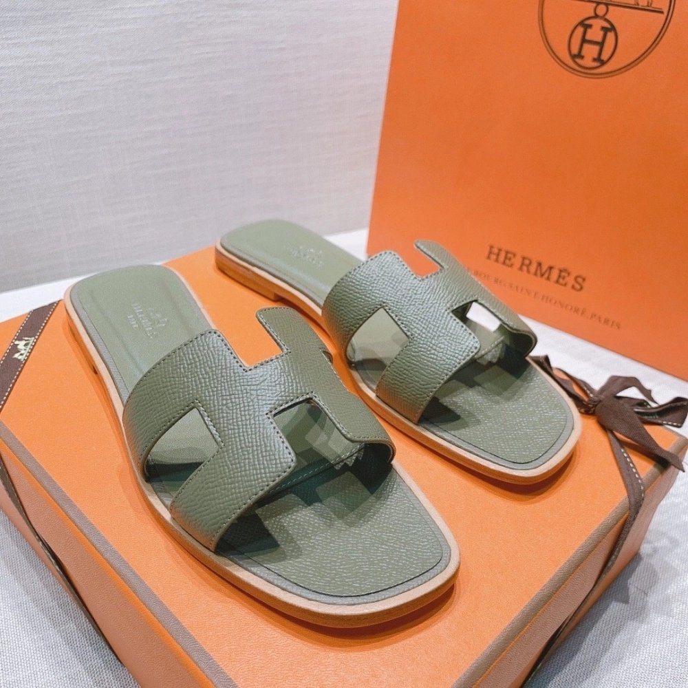 Hermes flat slides summer shoes_20