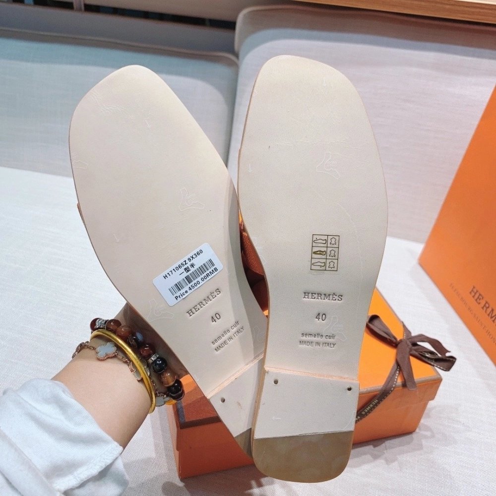 Hermes flat slides summer shoes_23