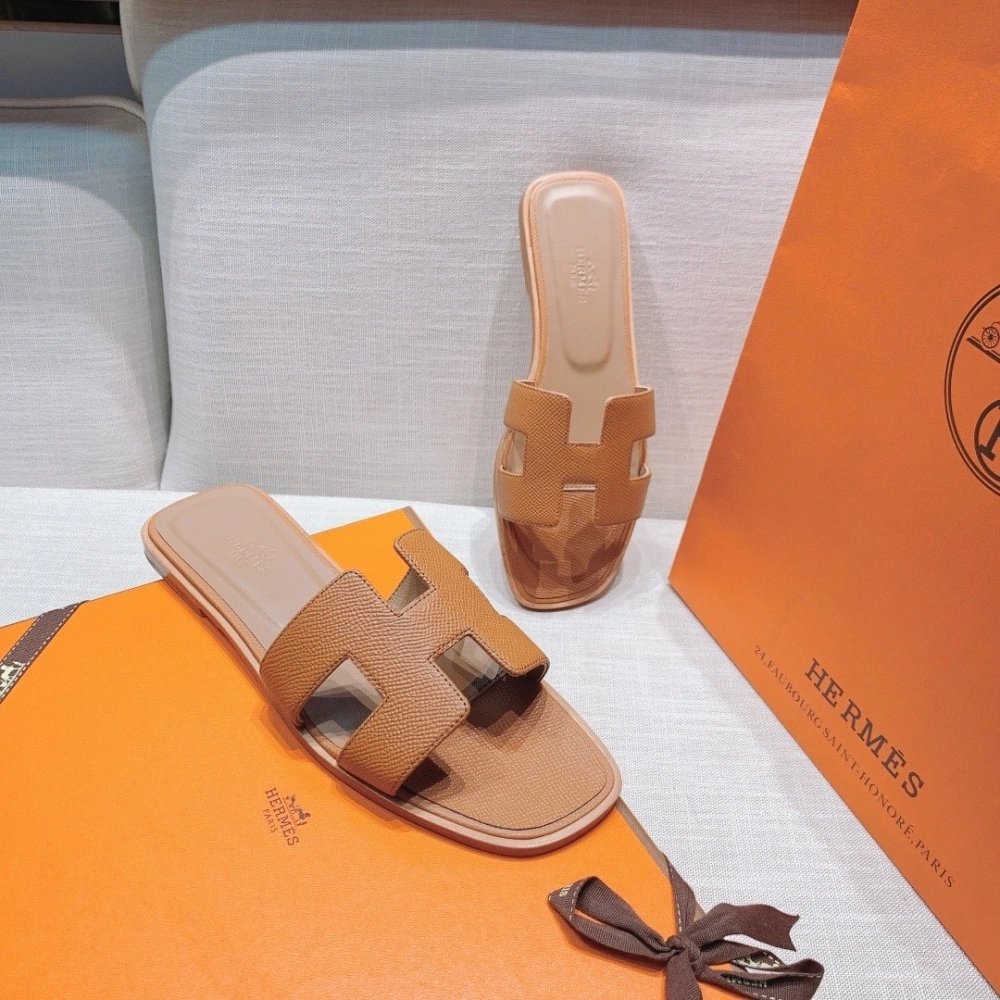 Hermes flat slides summer shoes_24