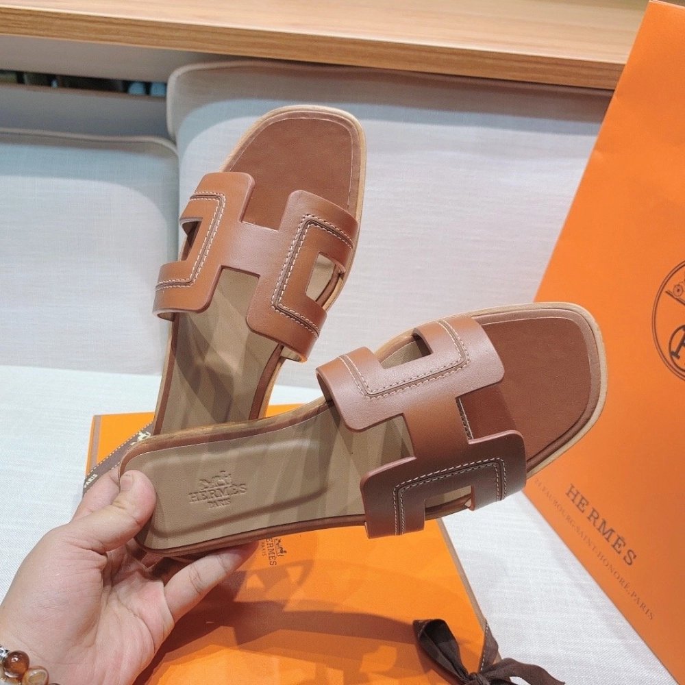 Hermes flat slides summer shoes_7