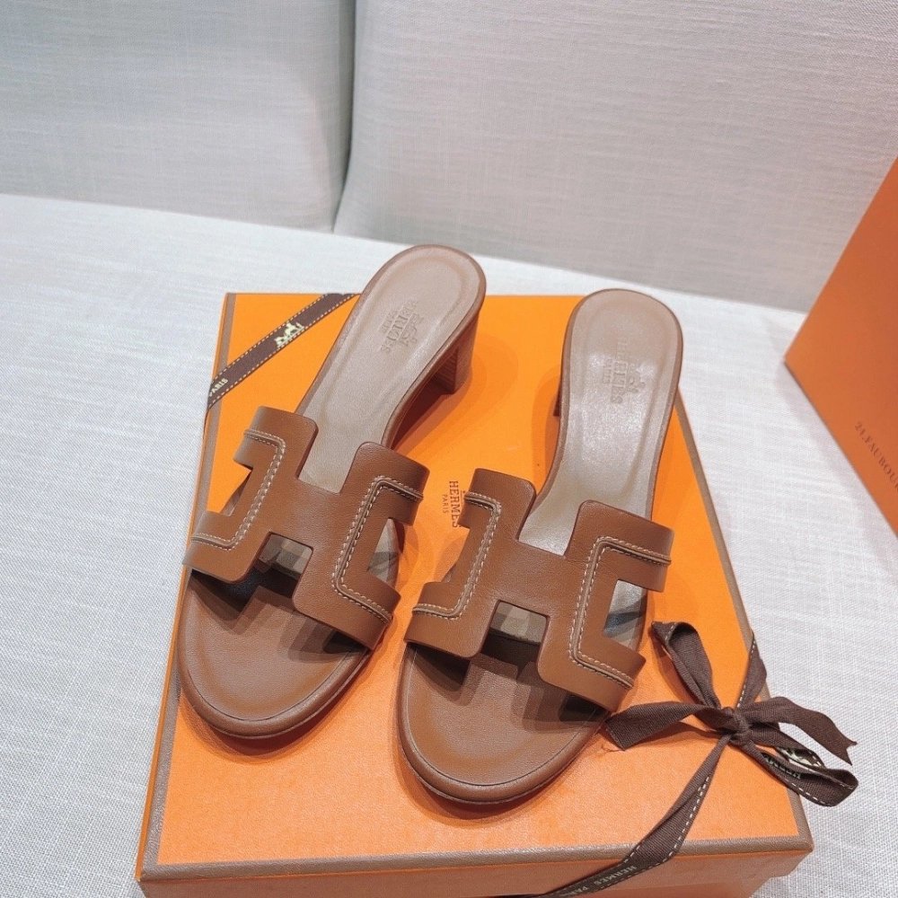 Hermes mid-heel slides