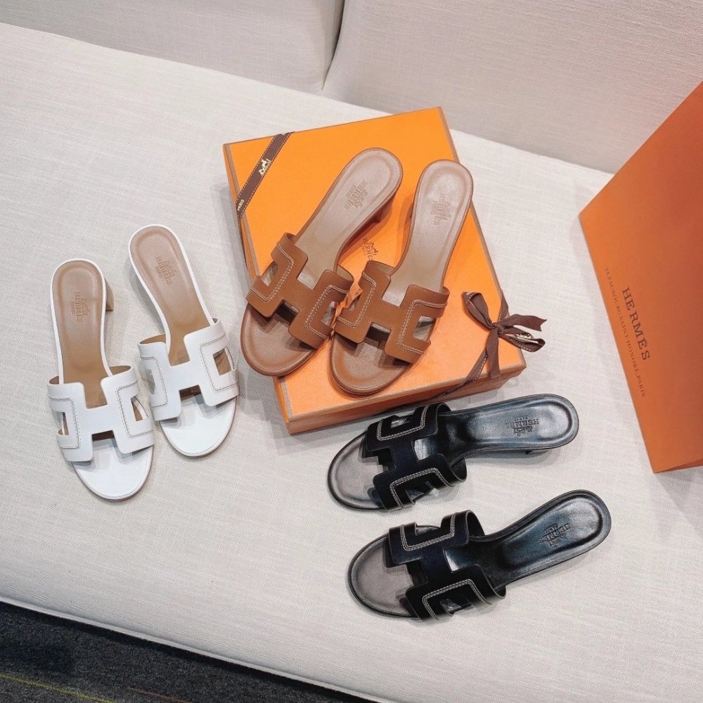 Hermes mid-heel slides