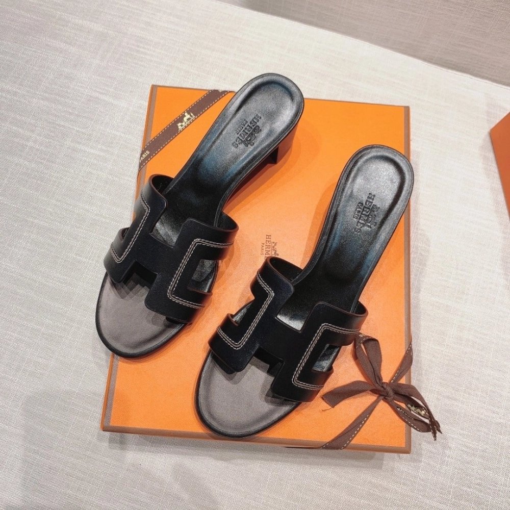 Hermes mid-heel slides