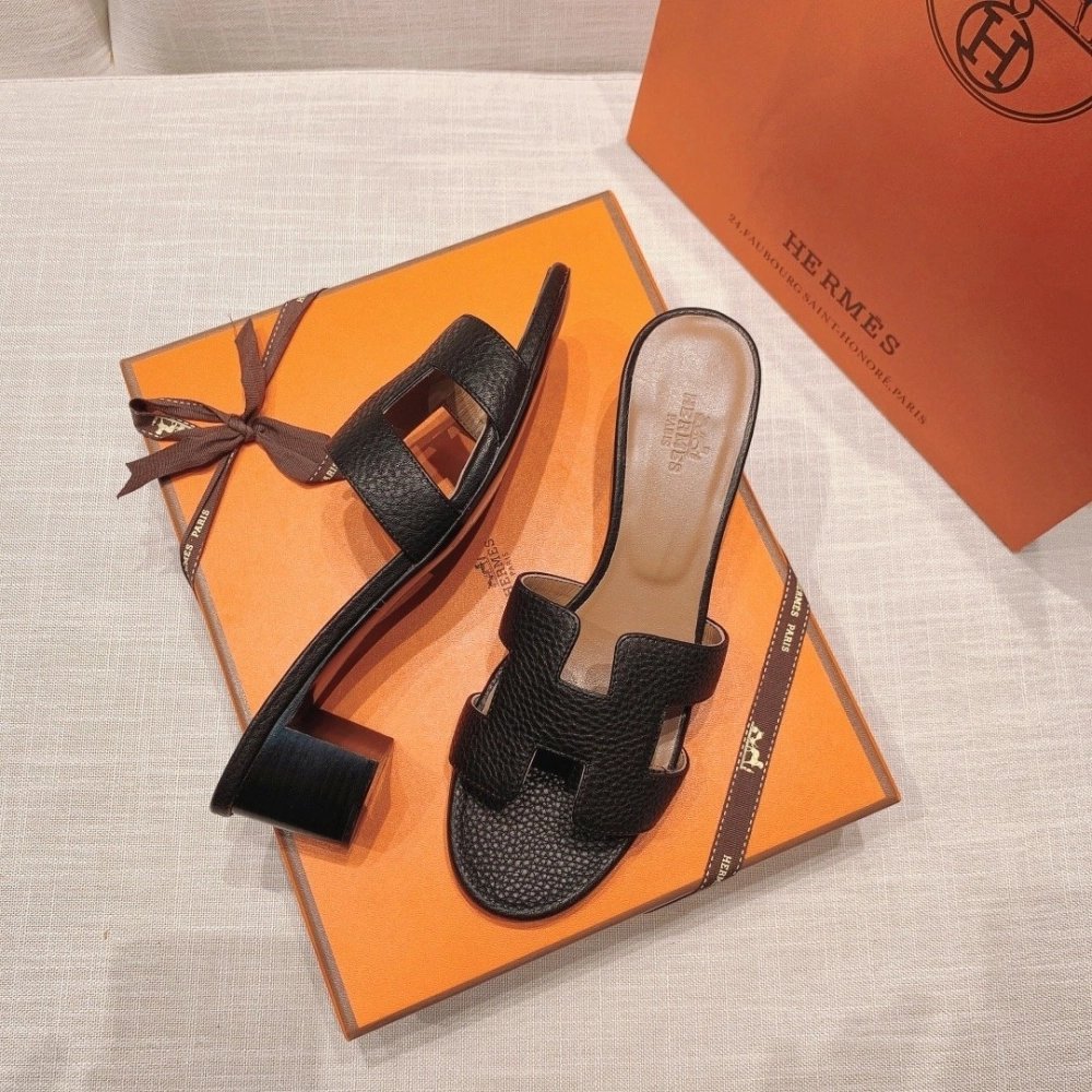 Hermes mid-heel slides summer shoes_1