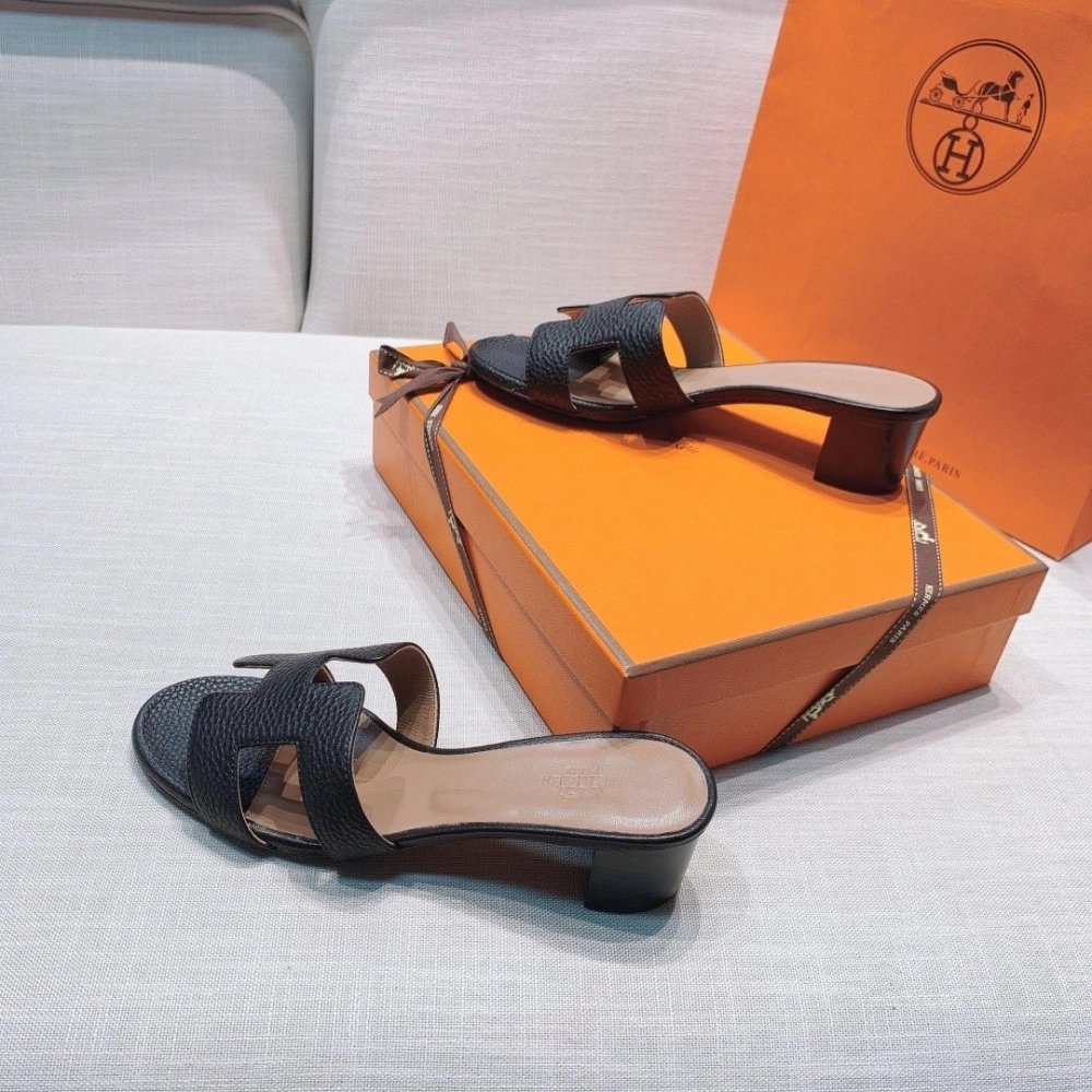 Hermes mid-heel slides summer shoes_1