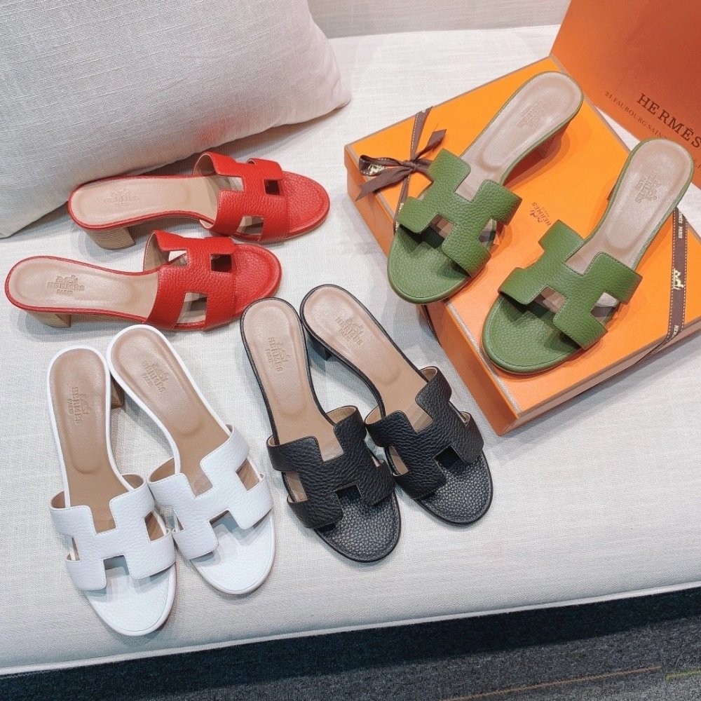 Hermes mid-heel slides summer shoes_1