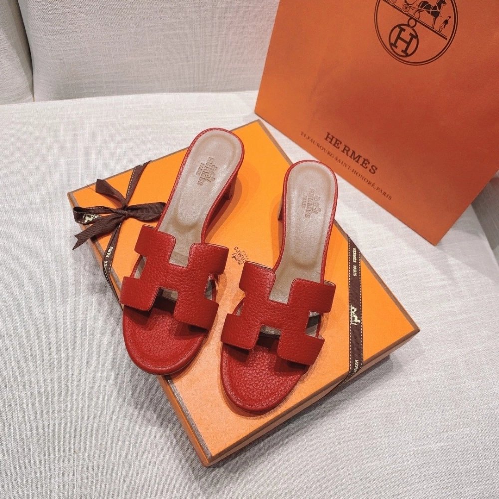 Hermes mid-heel slides summer shoes_1