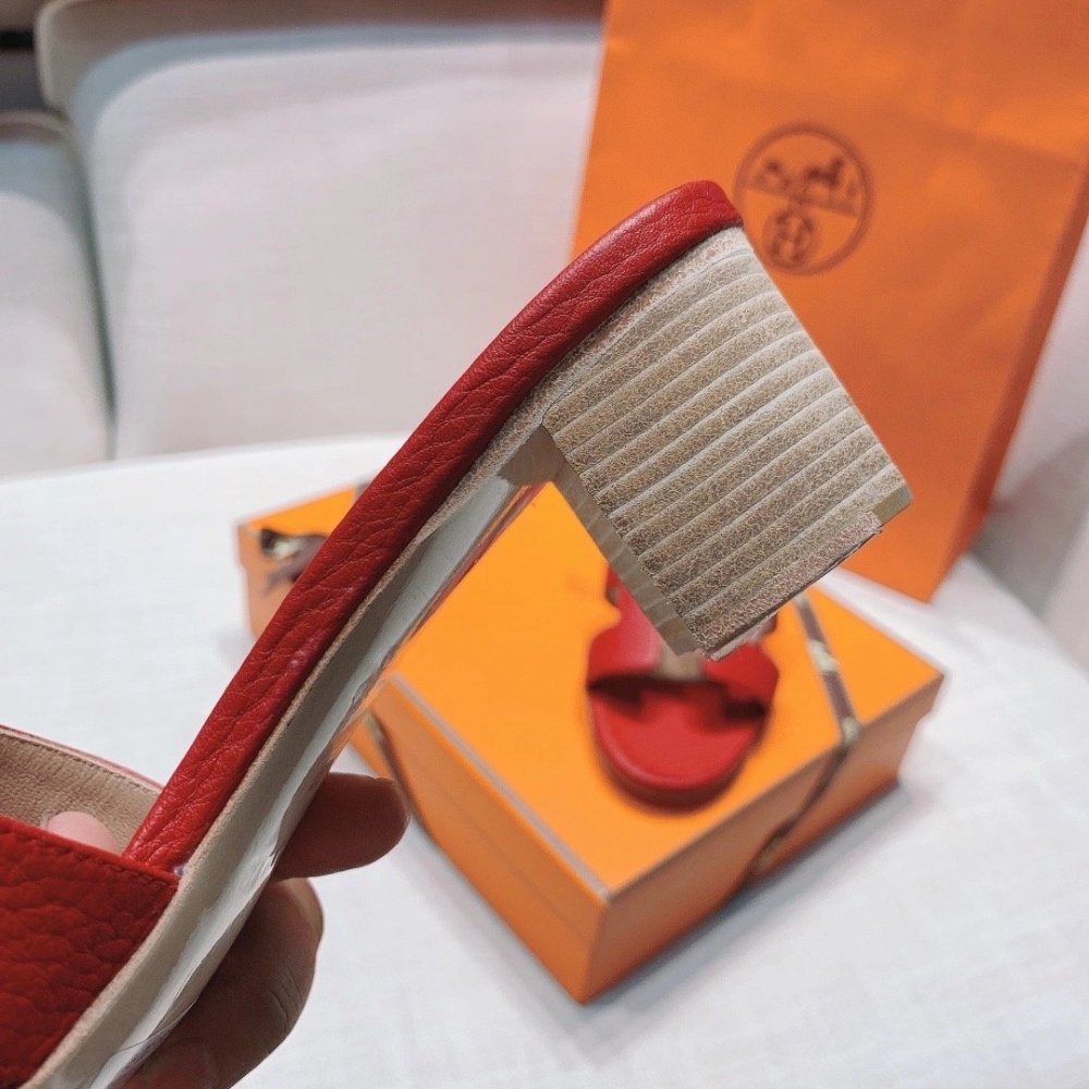 Hermes mid-heel slides summer shoes_1