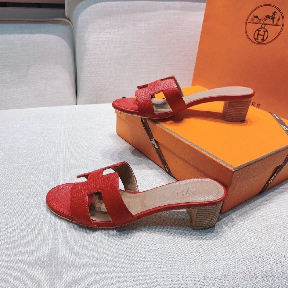 Hermes mid-heel slides summer shoes_1