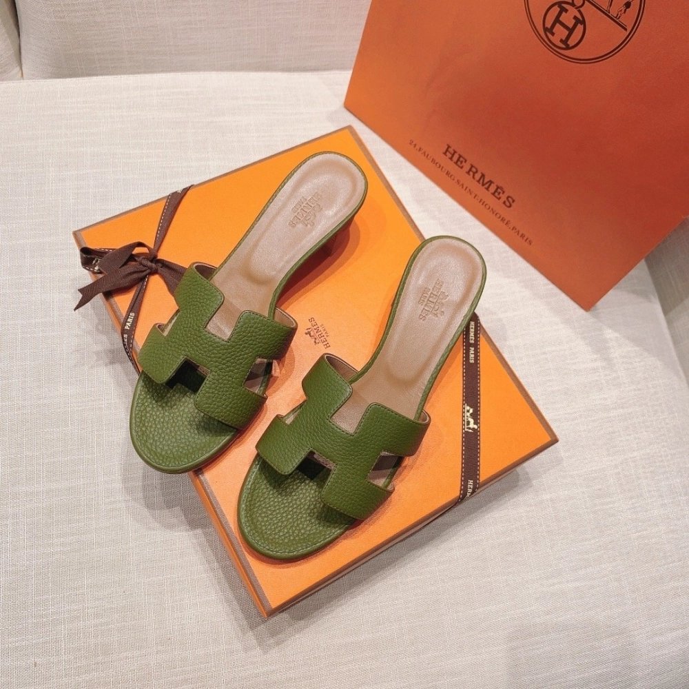 Hermes mid-heel slides summer shoes_1