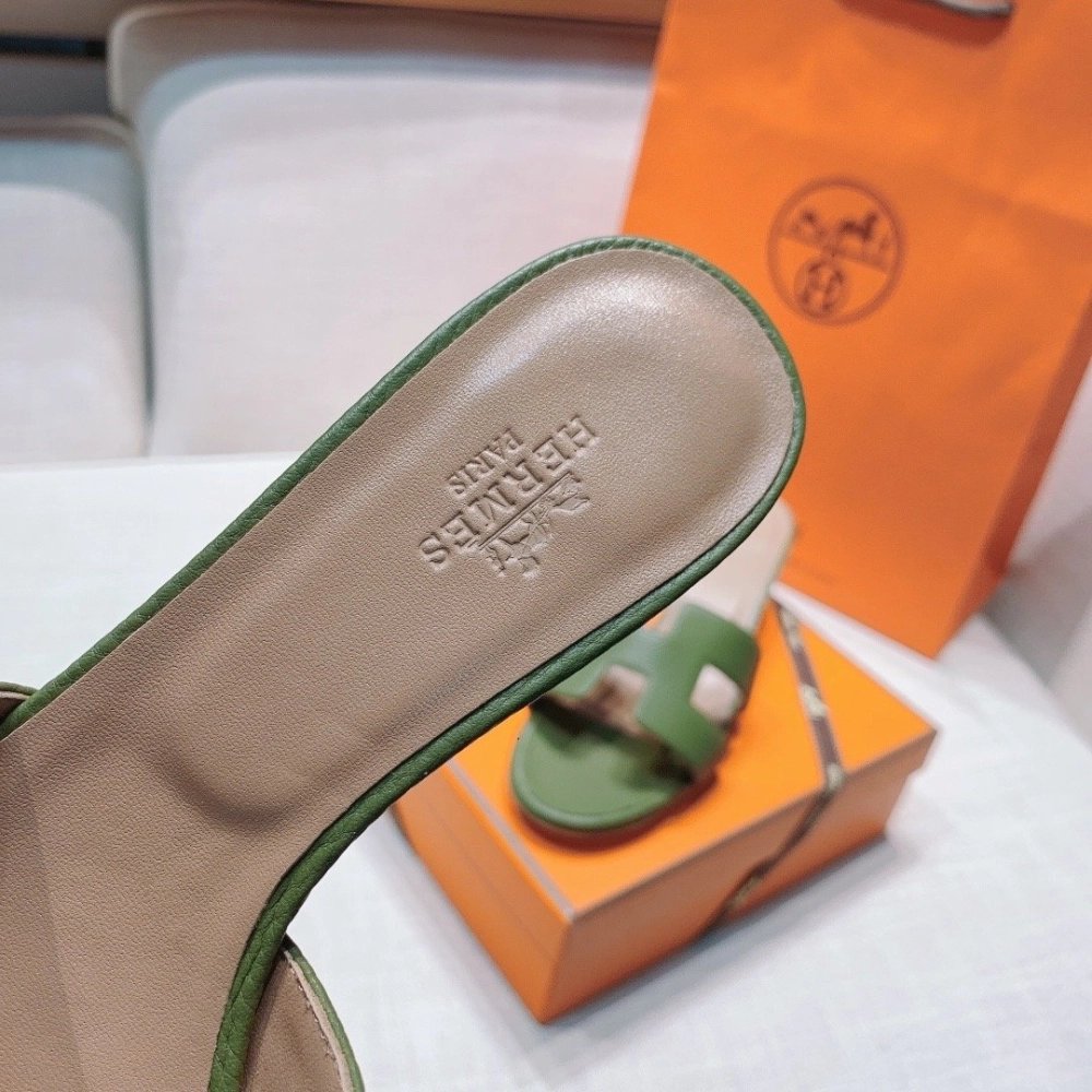 Hermes mid-heel slides summer shoes_1