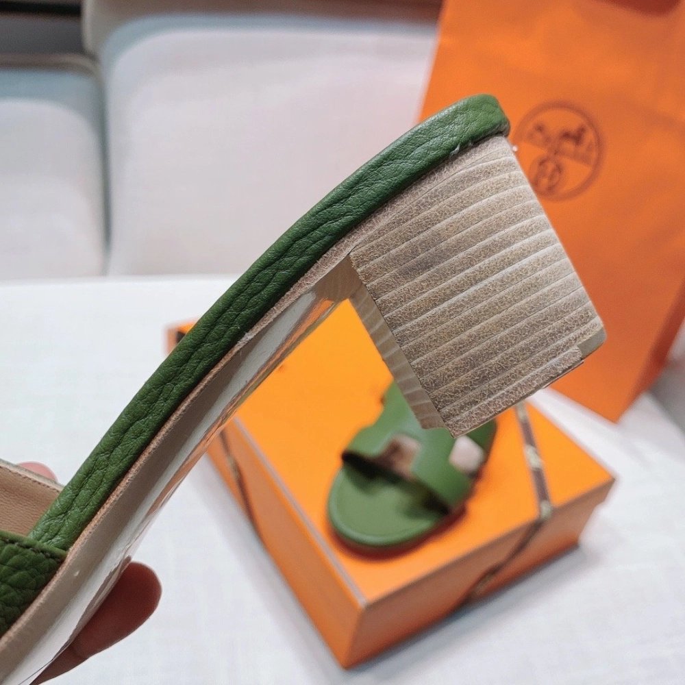 Hermes mid-heel slides summer shoes_1