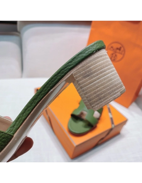 Hermes mid-heel slides summer shoes_1