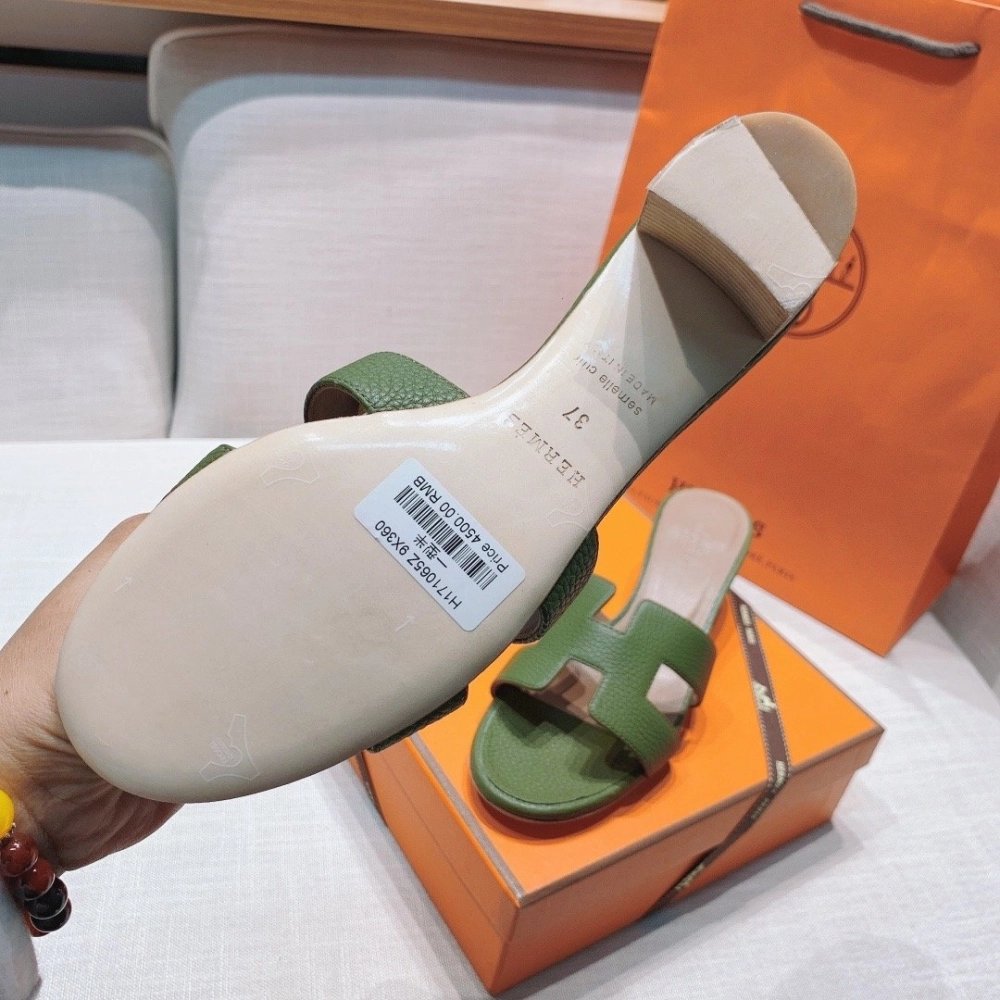 Hermes mid-heel slides summer shoes_1