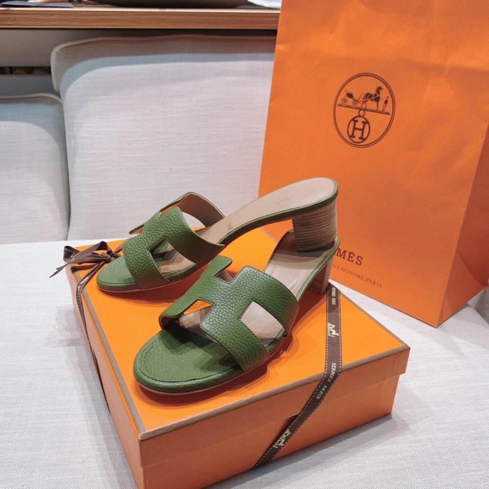 Hermes mid-heel slides summer shoes_1