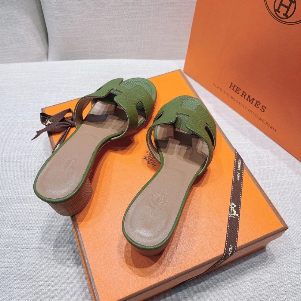 Hermes mid-heel slides summer shoes_1