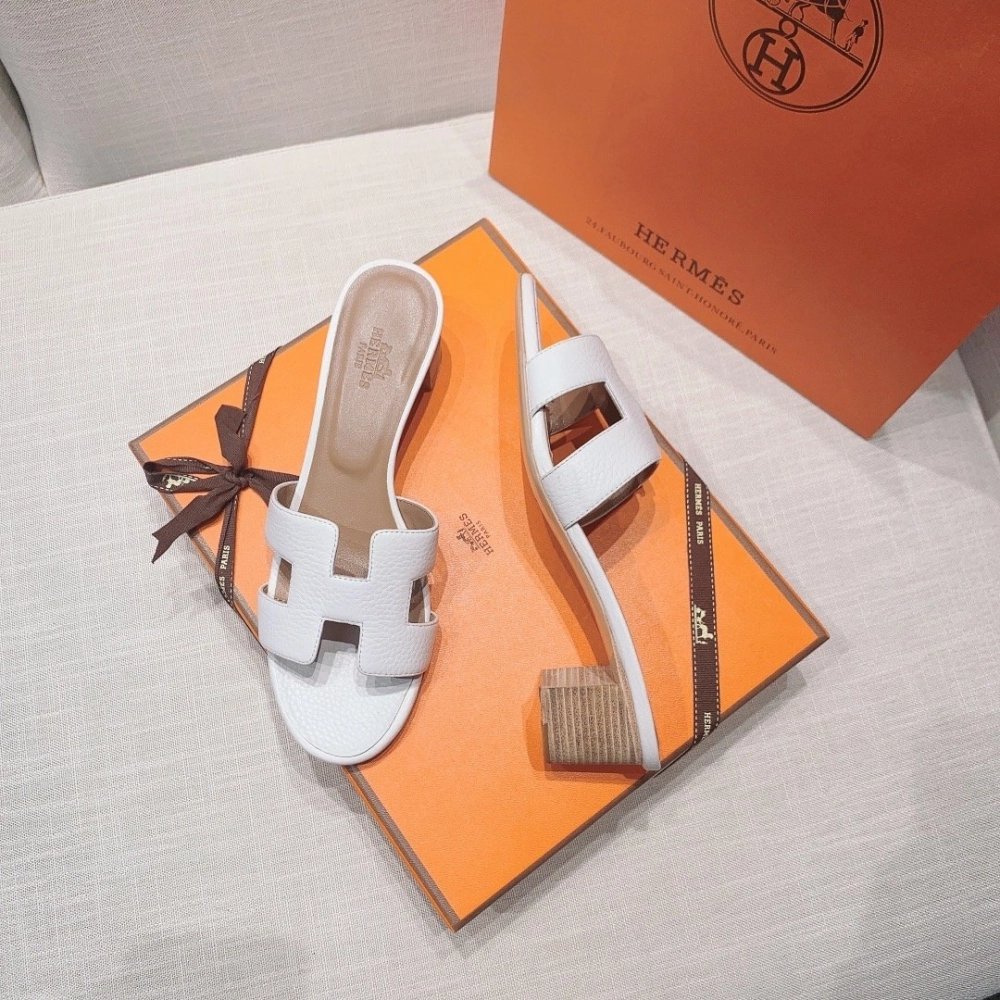 Hermes mid-heel slides summer shoes_1