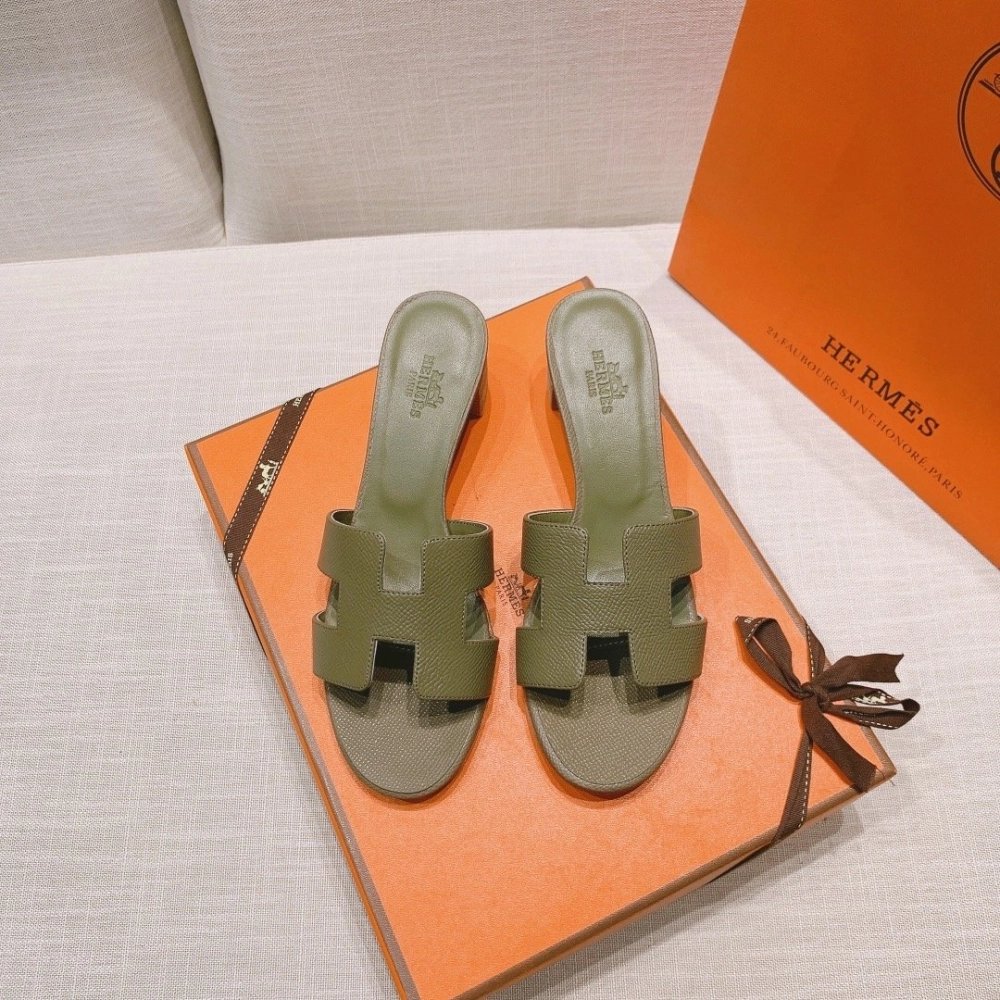 Hermes mid-heel slides summer shoes_12