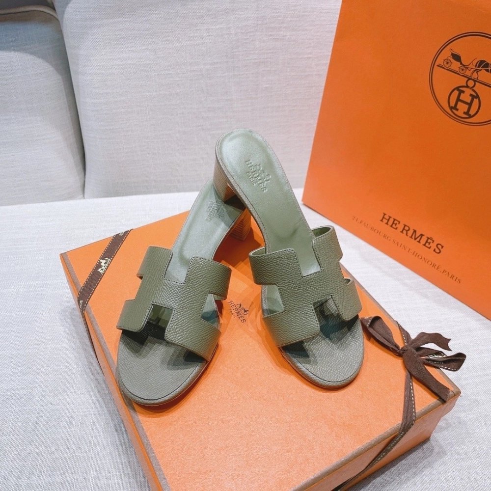 Hermes mid-heel slides summer shoes_12