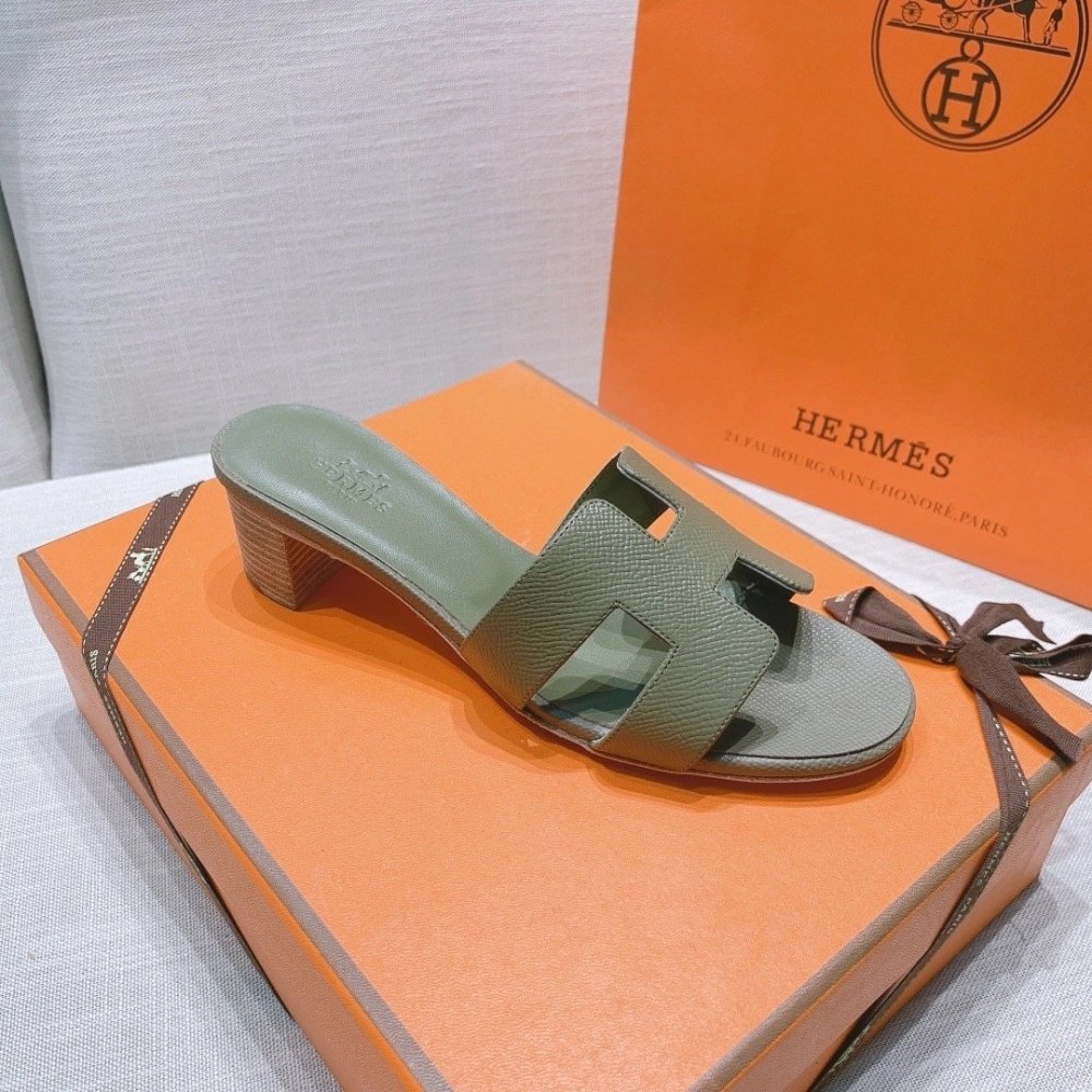 Hermes mid-heel slides summer shoes_12