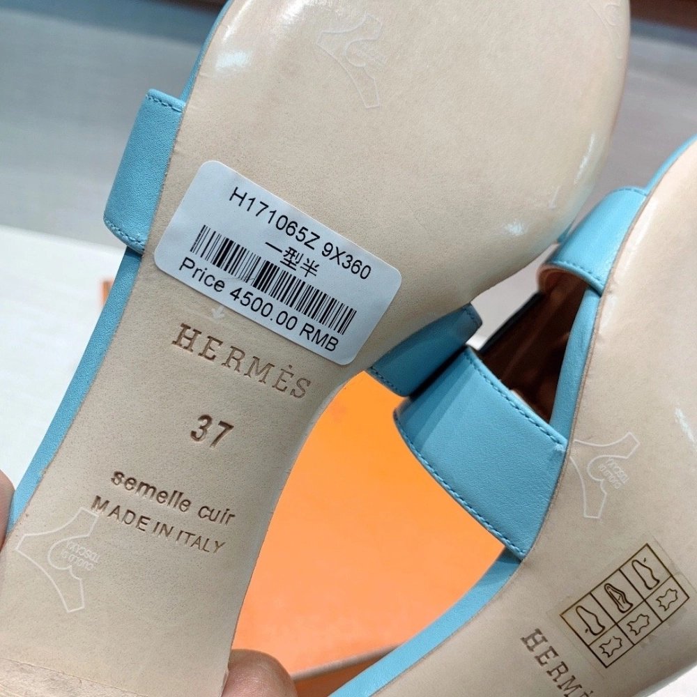 Hermes mid-heel slides summer shoes_13