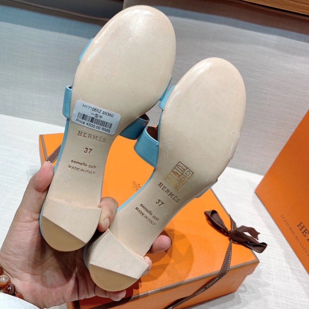 Hermes mid-heel slides summer shoes_13